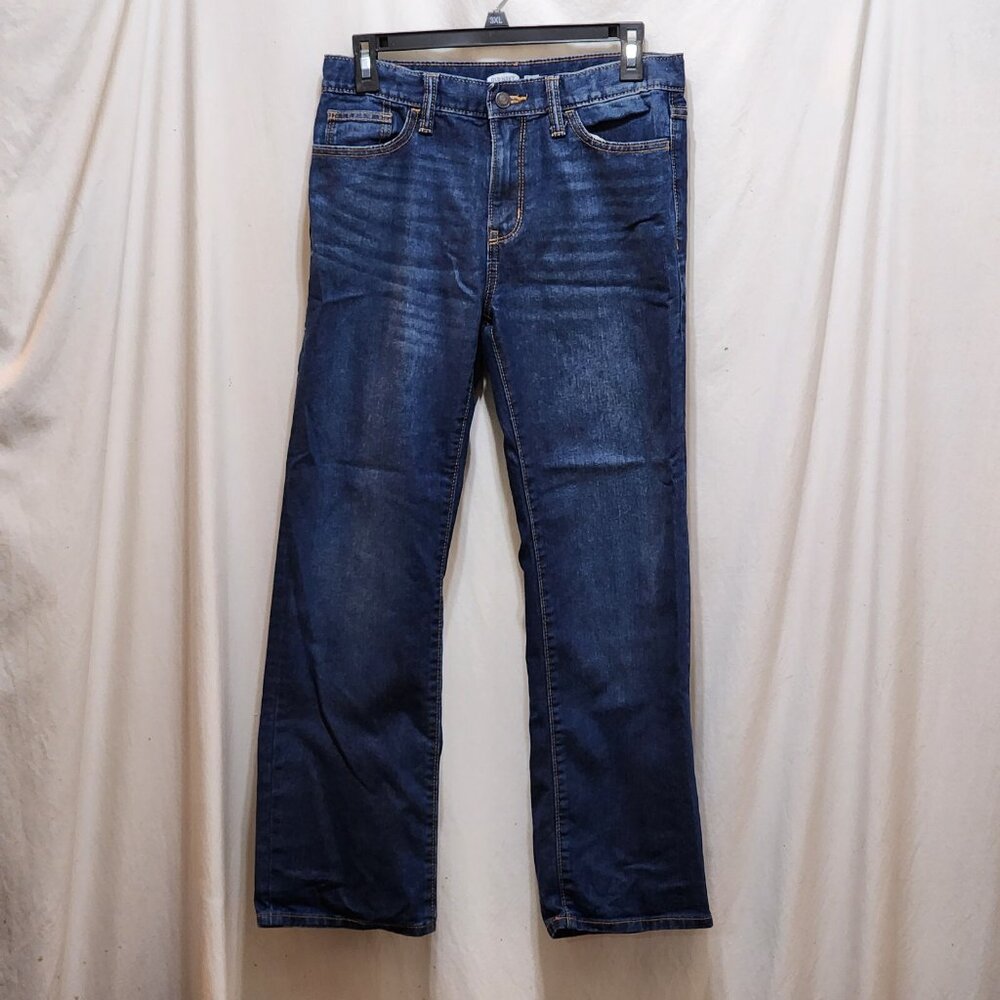 Old Navy Denim Blue Jeans Straight Leg Adjustable Waist Girls Size 12 Plus
